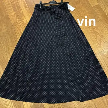 vin 도트 롱 플레어 스커트 블랙 9호 새상품 야마다야