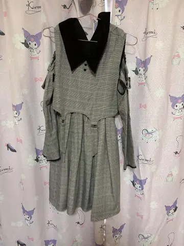 디어마이러브 오프숄더 그레이 계열 체크 3L