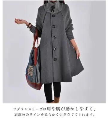 코트 여성용 A 라인 아우터 판초 소두 효과 성숙/러블리 따뜻한