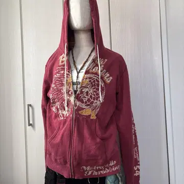 00's 빈티지 지퍼 파커 그런지 에스닉