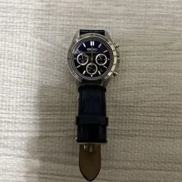 세이코 SEIKO 스피릿 크로노그래프 쿼츠 가죽 벨트 네이비