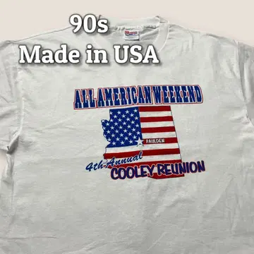 90S Hanes 티셔츠 USA제 성조기 빈티지 화이트