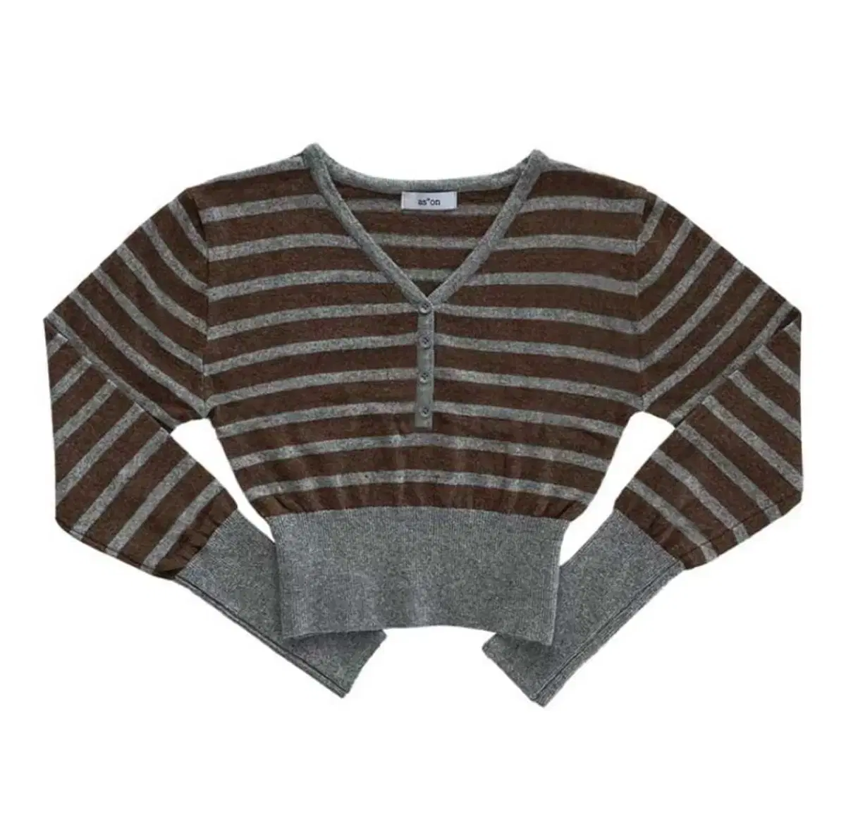 애즈온 as on 니트 Stripe button knit (Brown)