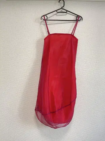 ARMANI 시스루 적자색 탱크탑 비침 드레스 원피스 여름