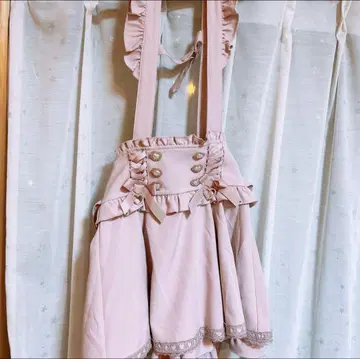 LIZLISA 레이스업 서스펜더가 달린 치마바지 핑크