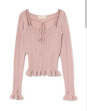 앤드메리 크로셰 프릴 니트 톱스 핑크