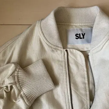 SLY 블루종 벨트 리본 면 마 베이지 지퍼 업 봄/여름 자켓