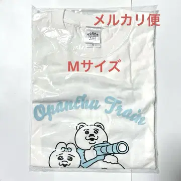 빤쮸토끼 사진 찍는 철도 팬 티셔츠 M 사이즈 복장 곰 모자 벗은 카파
