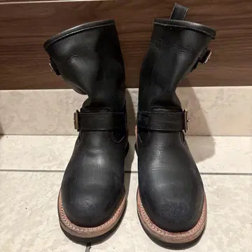 요스케 블랙 가죽 엔지니어 부츠