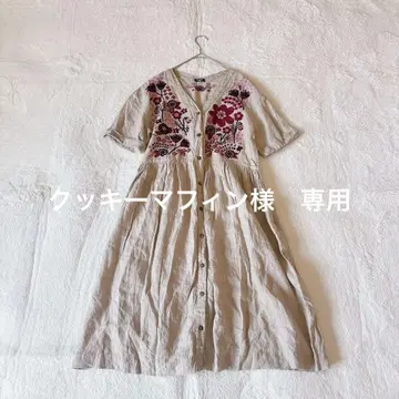 [새상품급]marble sud 린넨 꽃무늬 자수 반팔 원피스