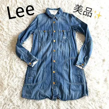 Lee 긴팔 롱 데님 셔츠 원피스 워시 가공 에드윈