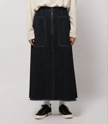 새상품급 니코앤 데님 롱 스커트 A 라인 다크 인디고 블루 M