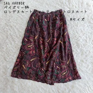 SAG HARBOR 페이즐리 무늬 롱 스커트 빈티지 레트로 스커트