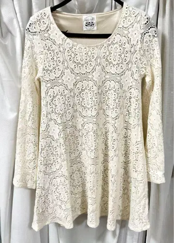 Vadret Tellor isbit 아이보리 레이스 뜨개질 원피스