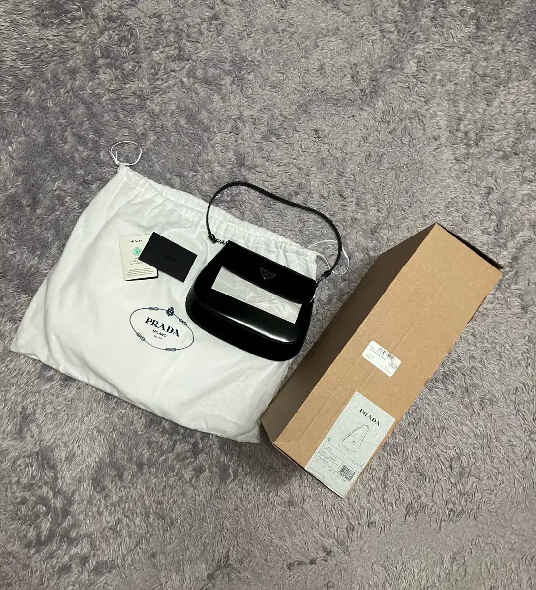 Prada 1bd311 Brushed Leather Cleo Bag Black