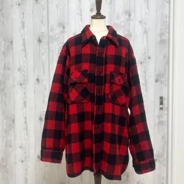 50년대 PILGRIM 필그림/블록 체크/빈티지 플란넬 셔츠 빨간색/XL