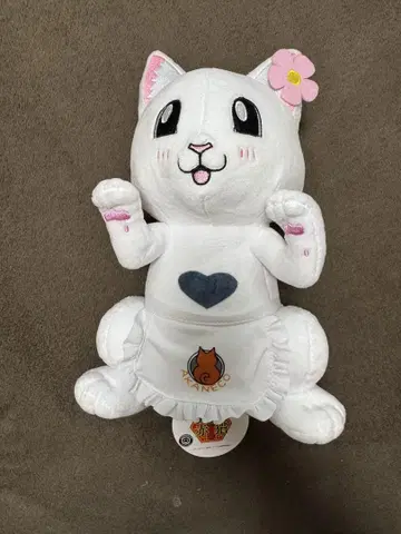 라멘 빨간 고양이 봉제 인형 꽃