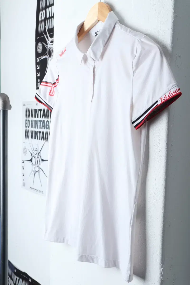 W(M) 볼빅 반팔 카라 티셔츠 화이트 로고 골프-12697