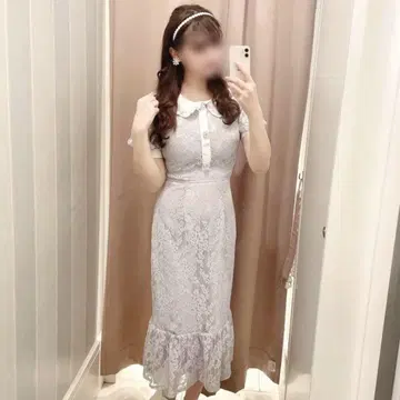 evelyn 에블린 레이스 비쥬 머메이드 원피스 양산형 핑크
