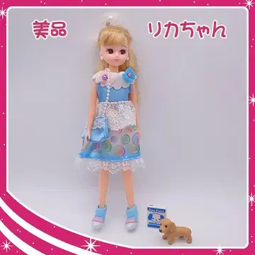 리카짱 새상품급 샤봉 드레스 머리 장식 포니테일 강아지 가방 덤