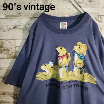 빈티지 90's 플레이리도그 짙은 블루 2XL 오버 사이즈