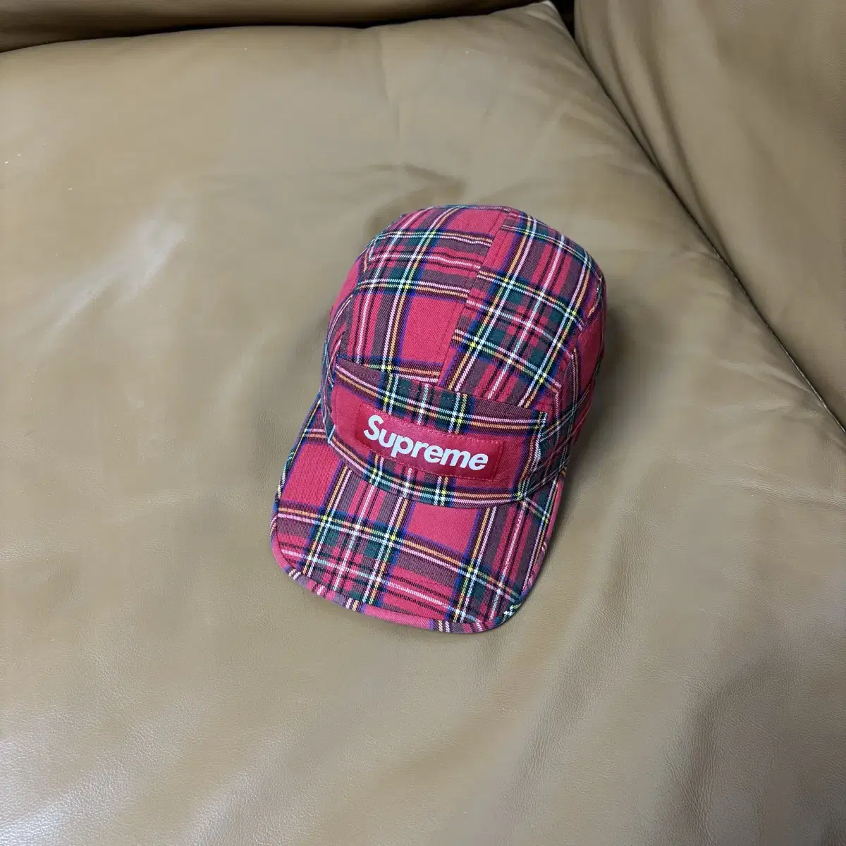 Supreme 슈프림 20fw 타탄체크 레드 캠프캡 모자 (Red)