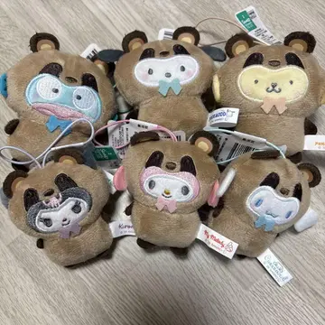 산리오 동물 인형옷 마스코트 시리즈 너구리 편 전 6종 컴플리트