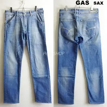 GAS SAX 슈퍼 슬림 데님 [M] 스트레치 연한 파랑