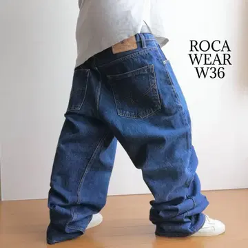 00s ROCAWEAR 로카웨어 데님 배기 진 자수 다크 네이비 W38