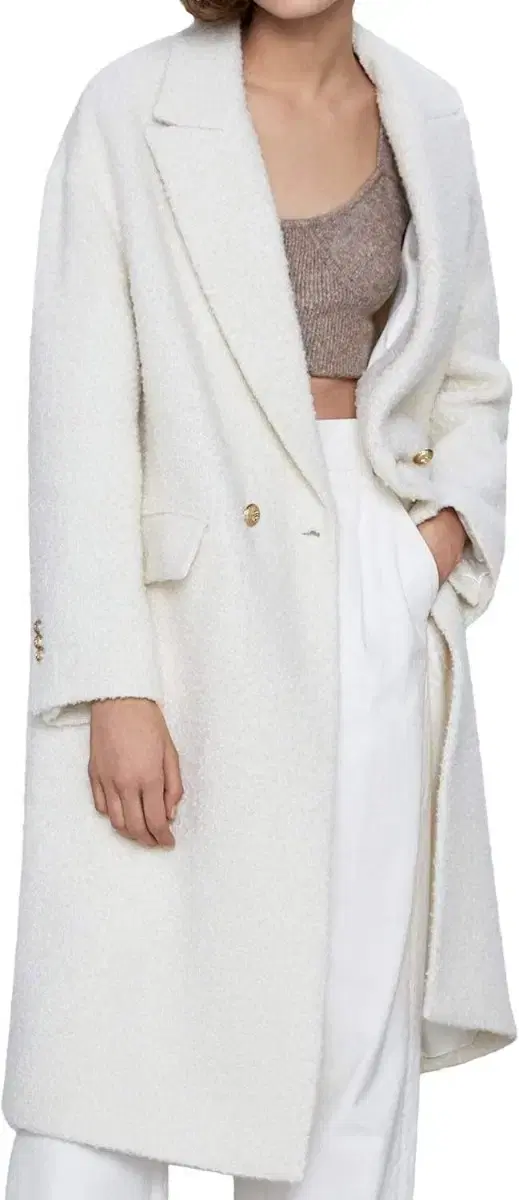 ZARA 자라 텍스처 더블 코트 아이보리 저렴하게 판매