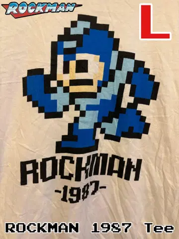 레어! ROCKMAN 록맨 도트 그림 1987 프린트 티셔츠 L