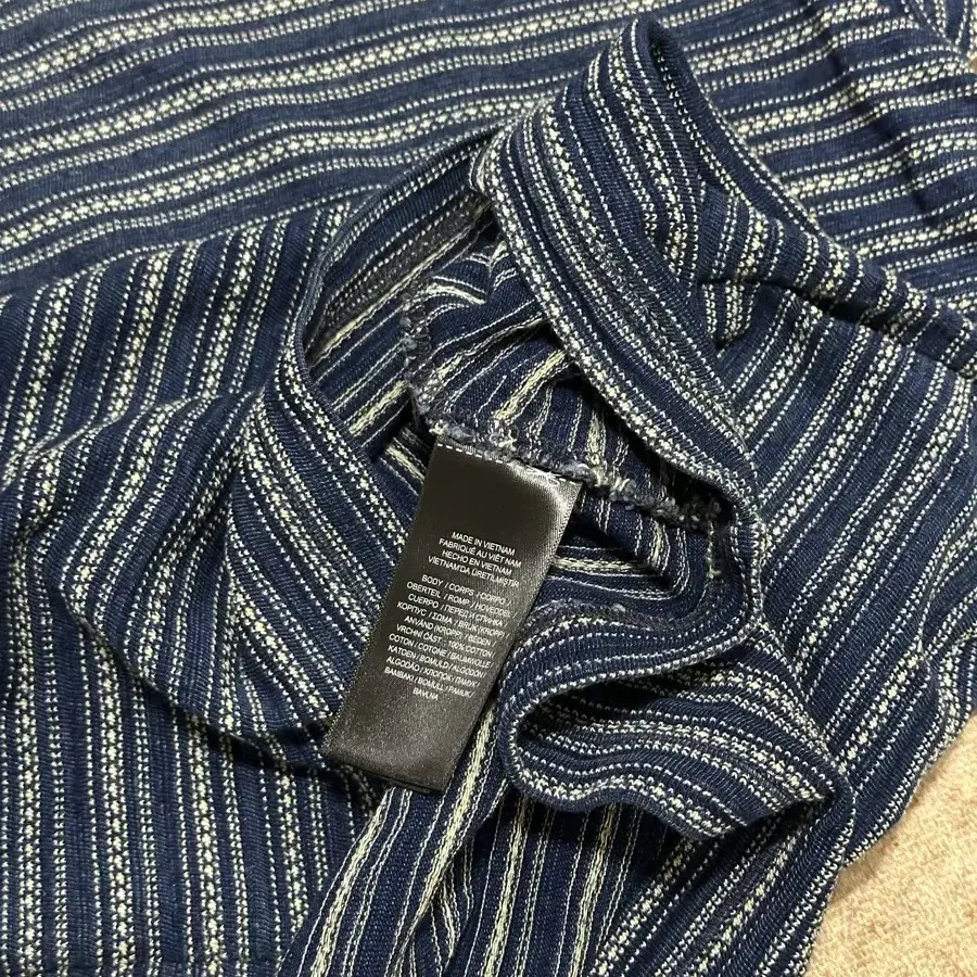 [L] RRL(더블알엘) 인디고 스트라이프 져지 티