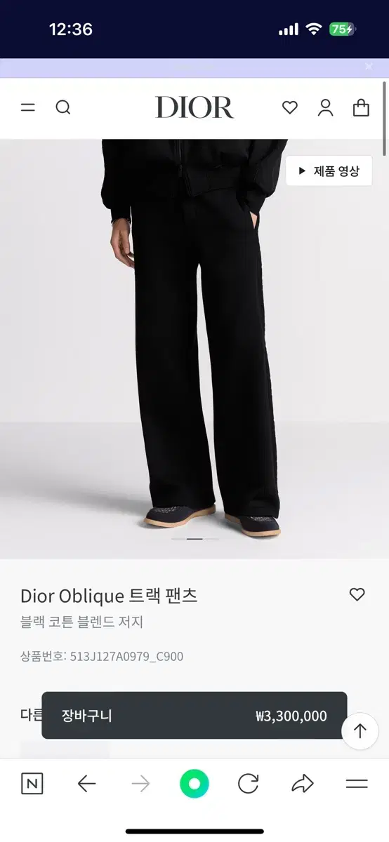 디올 오블리크 트랙 팬츠