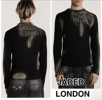 JADED LONDON 비대칭 더블 지퍼 리브 니트