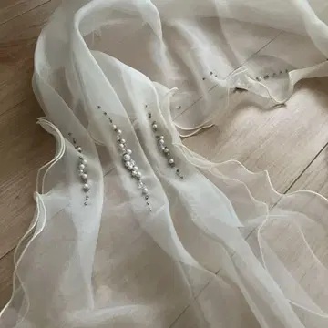 펄 비즈 쉬폰 숄