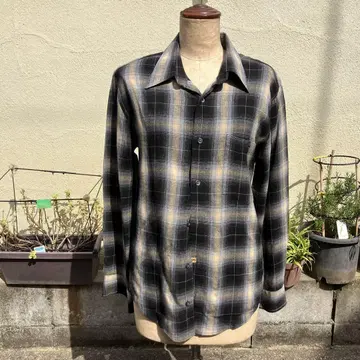 ANDREW FEZZA 섀도우 체크 레이온 셔츠 오픈