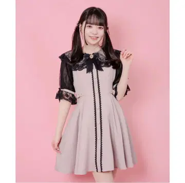 사이드 하트 버클 빅 카라 원피스 핑크 ROJITA