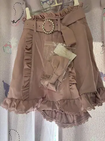 유메텐보 디어마이러브 프릴이 달린 핑크 큐롯과 리본