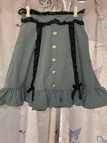 유메텐보 디어마이러브 프릴이 달린 블루 플레어 스커트