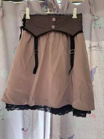 유메텐쇼 디어마이러브 플레어 스커트 핑크 도트 무늬 레이스