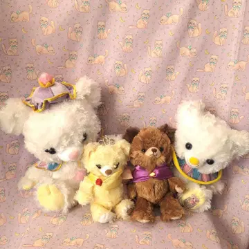 4종 세트 유니 베어 미녀와 야수 봉제 인형 키체인 포트 부인 칩