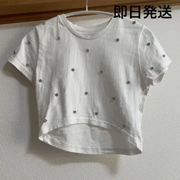 에핀 라벨 주얼리 크롭 티셔츠 화이트