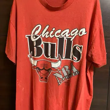 미국제 시카고 불스 반소매 싱글 스티치 티셔츠 XL 레드 NBA