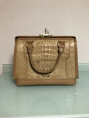 베이지 크로커다일 패턴 핸드백