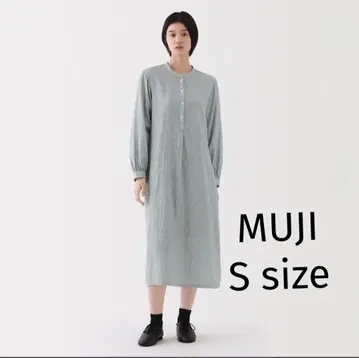 무인양품 여성 카폭 혼방 이중 거즈 긴팔 원피스