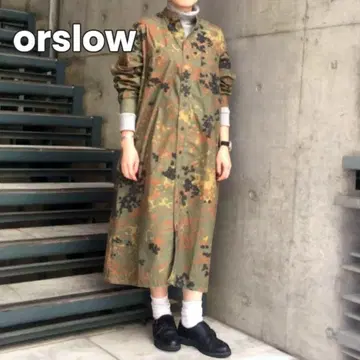오어슬로우 카모 패턴 롱 셔츠 원피스