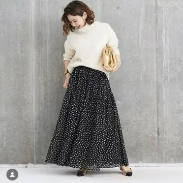 오블리 OBLI 도트 스커트 도트 레이스 스커트