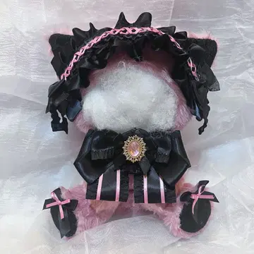 봉제 의류 고양이 핑크 15~16cm 앉은 자세
