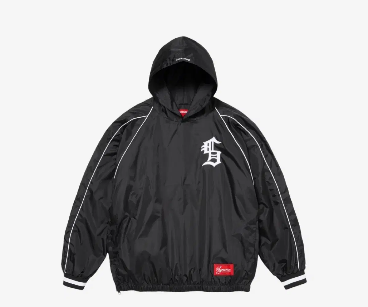 [M] Supreme Hooded Warm-Up Pullover Black Jacket Windbreaker
