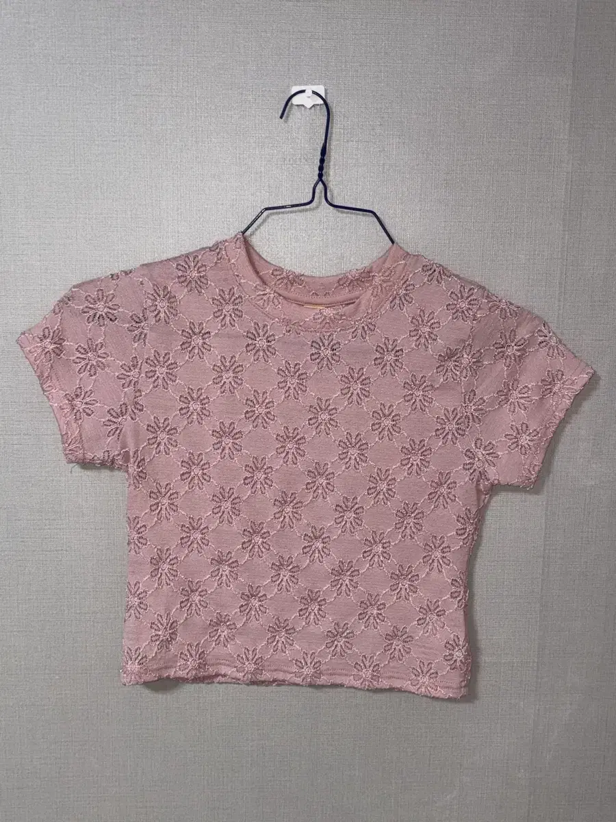 시눈 Flower Jacquard T-Shirt (Pink)